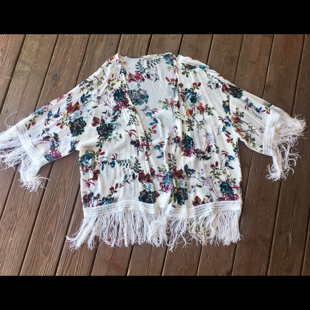 Floral Fringe Kimono